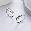 wholesale S925 Sterling Silver Irregular Line Patchwork Geometric Ring, Fashionable Commute Versatile Niche Design Sense Loop-0-0
