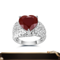 wholesale S925 Sterling Silver Vintage-Inspired Designer Ring with Heart-Shaped Gemstone Inlay-0-0