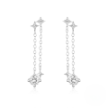 wholesale S925 Sterling Silver Long Tassel Bow Tie Crystal Earrings With Star And Moon-0-10