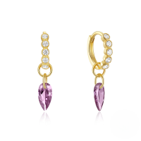 wholesale 925 Sterling Silver Geometric Teardrop Crystal French Ear Clasp, Minimalist Chic Earring-Gold-Purple Diamond 925 Silver
