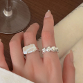 wholesale 925 Sterling Silver New Korean Mother-of-Pearl Open Heart Ring for Women, Small Design, Ins Trend-0-0