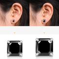 wholesale S925 Sterling Silver Black Square Moissanite Stud Earrings with Four-Prong Setting, Ascher Cut Pagoda Moissanite, Fashionable and Unique Earrings-0-3