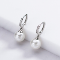 wholesale S925 Sterling Silver Simple and Fashionable Full-Diamond Shell Pearl Ear Clasp Ins Style Small Design Ear Jewelry M05251-S925 Silver Earrings Gold 925 Silver 8MM