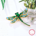 wholesale Metal: 925 Silver Vintage high-end retro style women's brooch with zircon green dragonfly clasp, wholesale for foreign trade jewelry-0-2