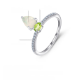 wholesale S925 Sterling Silver New European and American Fashion Natural Gemstone Opal Ring for Women, Cross-Border Simple and Elegant-0-7