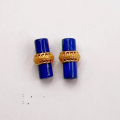 wholesale S925 gold-plated metal, natural lapis lazuli accessories, scattered beads, spacer beads, gaskets, semi-finished products, DIY jewelry, bracelet, necklace accessories-0-10