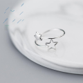 wholesale S925 Sterling Silver Korean Style Fashion Star Ring Personality Five-Pointed Star Adjustable Ring-0-1