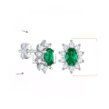wholesale S925 silver rhodium-plated cultivated emerald stud earrings with diamond accents for wedding, proposal, anniversary gifts, drop shipping-0-5