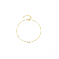 wholesale 925 Sterling Silver Ins-style Zircon-studded Petal Jewelry Set,-Gold-Bracelet 925 Silver