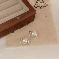 wholesale S925 Sterling Silver Pearl Circle Ear Studs Women's Korean High-end Summer New Season Luxury Versatile Earrings-0-3