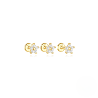 wholesale S925 Sterling Silver Flat Back Threader Ear Crawler With Delicate Triangular Petals In Multiple Sizes-3pcs set#3