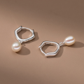 wholesale S925 Sterling Silver Small Fresh Pearl Polygon Ear Clasp Temperament Ins Style High-End Earrings M04697-0-4
