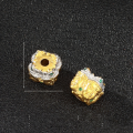 wholesale 925 Sterling Silver Gold-Plated Full Diamond Tibetan Silver Barrel Bead Three-Faced Buddha Lucky Hollow Bead for DIY Bracelet Accessories-0-8