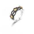 wholesale S925 Silver luxurious and sophisticated designer natural citrine ring, Prosperity Series, set with natural colored gemstones-0-0