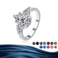 wholesale S925 Sterling Silver Cross-Border Wholesale 1-Carat Teardrop Pear-Shaped Moissanite Women's Ring Jewelry High-End Accessories-1 carat moissanite (white)  US size 6