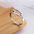 wholesale S925 Sterling Silver Korean Dongdaemun Geometric Irregular Niche Design Shaped Open Ring for Men and Women-0-0