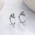wholesale S925 sterling silver Chinese zodiac Year of the Dragon ear clips, artistic vintage ethnic Chinese-style unisex earrings-0-0