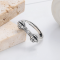 wholesale S925 Sterling Silver Pumen'an Gold Vajra Ring for Men, Retro Vintage Tibetan Buddhist Ritual Object Index Finger Ring-0-1