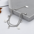 wholesale S925 Sterling Silver Korean Dongdaemun Smiley Pendant Connected Sphere Double Layer Creative Personalized Bracelet-0-1