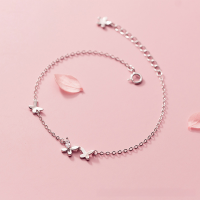 wholesale Sterling silver women's flower butterfly bracelet small butterfly five-petal flower tail piece jewelry S3911-S925 Silver Bracelet 925 Silver