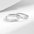 wholesale S925 Sterling Silver Minimalist Moebius Ring Couple Set, Small Luxury Creative Ins Style Matching Bands for 520 Valentine's Day Gift-0-0