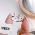 wholesale S925 Sterling Silver Light Luxury Butterfly Ring for Women, Small and Exquisite Minimalist Design, Elegant and Versatile Sweet Stackable Adjustable Finger Ring-0-5