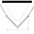 wholesale 18K gold-plated S925 sterling silver cross-border best-selling moissanite V-shaped necklace, minimalist and versatile small trendy collarbone chain-0-5