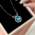 wholesale S925 sterling silver on-the-run princess bow tie necklace for women with fantasy color moonstone, luxurious and sophisticated style, unique collarbone chain-0-0