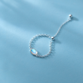 wholesale S925 Silver Oval Synthetic Moonstone Chain Adjustable Pull Ring Minimalist INS Style Jewelry J9018-0-2