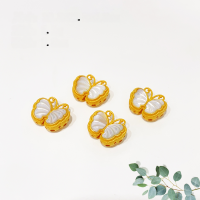 wholesale S925 Gold-Plated Natural White Shell Butterfly Accessory DIY Handmade Spacer Beads New Semi-Finished Bracelet and Necklace Charms-White Shell Butterfly