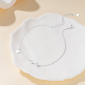 wholesale 925 Sterling Silver Simple Infinity Symbol With Zircon Accent Heart Ankle Chain, Cross-border Hot Seller-0-3