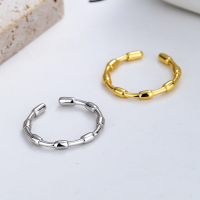 wholesale S925 Sterling Silver Euro-American Style Minimalist Irregular Geometric Surface Ring, Light Finish Unisex Open Adjustable Band-DJ1118/white gold about 1.6 grams opening adjustable