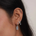 wholesale S925 Sterling Silver Marquise Zircon Hoop Earrings With Ear Clasps, Trendy Ins Minimalist Style-0-2