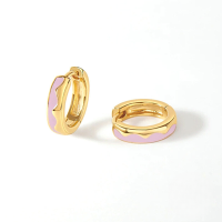 wholesale S925 Sterling Silver Ins-style Wavy Drip Enamel Hoop Earrings For Cross-border Hot Sales-Gold-Oil Drop Pink