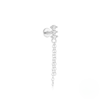 wholesale S925 Sterling Silver Zircon Flat Threaded Ear Cartilage Stud With European Row Zircon Cone Crown Pendant Drop Ear Jewelry-Single platinum #5