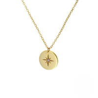 wholesale S925 Sterling Silver Rhodium-plated Round Pendant With Octagonal Star And Inlaid Crystals Women's Necklace, Korean Style Minimalist Luxury-gold