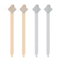 wholesale S925 Sterling Silver Moissanite Diamond Fringe Earrings, High-End Two-Way Wear Square Earrings, Luxury Versatile Accessory-0.49 carat moissanite (champagne gold) earrings  925 silver