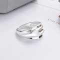wholesale S925 silver trendy Japanese Korean concave-convex wave-shaped bold internet-famous design open adjustable ring-0-3