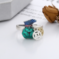 wholesale S925 Sterling Silver Retro Cloisonné Enamel Coin Purse Koi Fish Ethnic Style Auspicious Meaning Openable Ring for Women-0-2