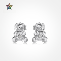 wholesale S925 Sterling Silver Japanese and Korean Light Luxury Hot Style Cute Bear Design Earrings for Women, Sophisticated and Fresh Sweet Ear Accessories-0-0