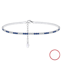 wholesale S925 Sterling Silver Ankle Chain with Blue and White Zircon, Fashionable and High-End, Manufacturer Wholesale-White blue 4A zircon &gt; 925 silver