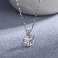 wholesale 925 Sterling Silver Swan Necklace for Women, Light Luxury Minimalist Design, Versatile Collarbone Chain, New Summer Trend-Swan necklace (copper plated with gold)
