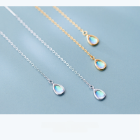 wholesale S925 Sterling Silver Ear Thread for Women, Korean Style Elegant and Sweet Colorful Teardrop Ear Thread, Personalized Ear Accessory E9953-S925 Tremella Thread Silver 925 Silver