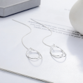 wholesale S925 Silver Fashion Korean and Japanese Double Hoop Tassel Chain Minimalist Style Creative Elegant Versatile Trendy Earrings Stud Earrings-0-2