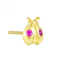 wholesale 10K gold Japanese minimalist design ladybug and dragonfly animal-themed ruby/sapphire earrings-0-0