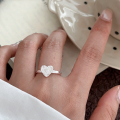wholesale S925 Sterling Silver Heart Ring for Women, Adjustable Lava Textured Minimalist Fashion Ins Korean Style Gemstone Ring-0-2