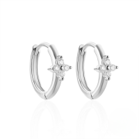 wholesale S925 Sterling Silver Double Layer Hollow Teardrop Zircon Flower Ear Cuff, A Popular Korean Style Accessory-Platinum #2 925 Silver