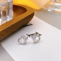 wholesale S925 Sterling Silver Fashion Sweet Heart Inlaid Diamond Stud Earrings, Minimalist Niche Delicate Peach Heart Ear Accessories Gift for Women-0-1