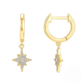 wholesale S925 Sterling Silver Geometric Octagonal Star Pearl And Zircon Accent Lock Drop Earrings-0-6