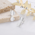 wholesale S925 Sterling Silver Matte Wave Curved Round Ear Clasps, Fashionable Commute Minimalist Versatile Earrings for Women-0-2